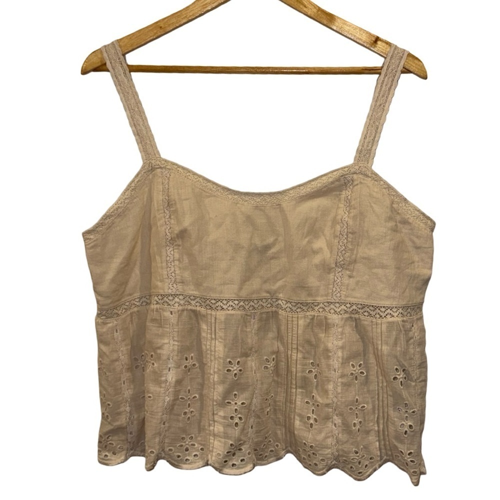 American Eagle Gauzy Cream Sleeve Top Size XL